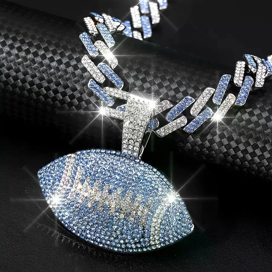 Football Pendant Necklace with 18-Inch Miami Chain — Sports Fan