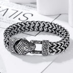 Nordic Viking Jewelry Punk Wolf Dog Snake Eagle Head With Double Mesh Link Chain Man Bracelet for Mn 19/21/23CM Long