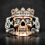 Alloy Mechanical Skull Men's Ring, European and American Popular Punk Style Inlaid Finger Ring
