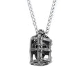 Gothic Cage Skull Pendant — Black