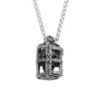 Gothic Cage Skull Pendant — Black