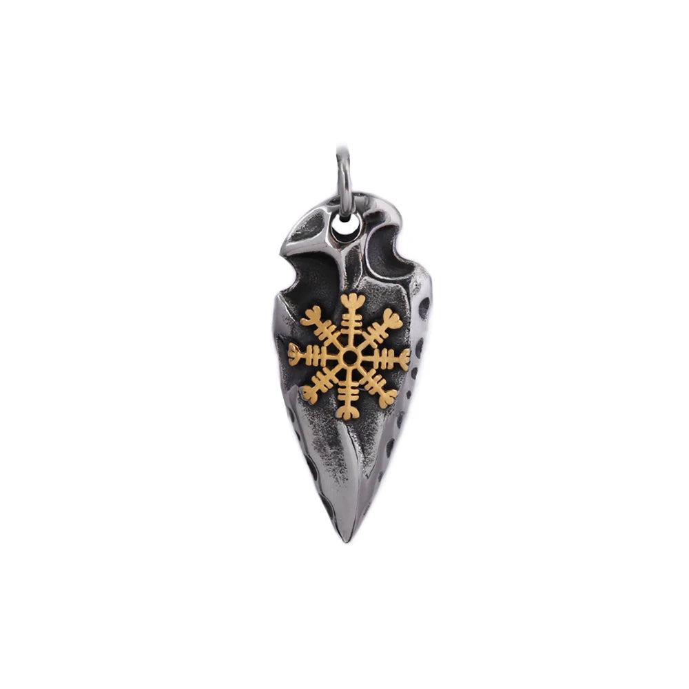 Compass Viking Steel Pendant Vintage Spear Nordic