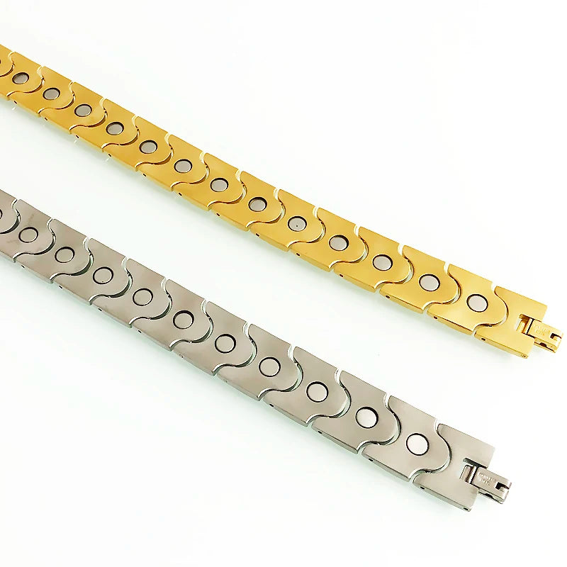 16mm Link Chain Stainless Steel Men's Bracelet Luxury Gold Color Matte Finish With Strong Magnets Therapy Man Bracelets