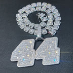 Custom Ice Number Word Pendant Chain Icy Baguettecz Letter Necklace Solid Back Laser Engraving Personalized His Birthday Gifts
