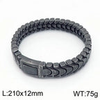 Brushed Man Bracelet for Men 12MM Matte Solid Stainless Steel Men's On Hand Bands Bracelets Male Jewelry Iron Mannen