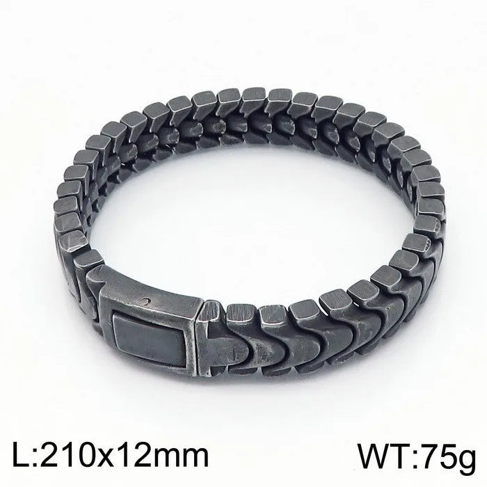 Brushed Man Bracelet for Men 12MM Matte Solid Stainless Steel Men's On Hand Bands Bracelets Male Jewelry Iron Mannen