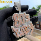 New Iced Out Bling CZ Letter Cross Pendant Necklace Various Design 5A Zircon Two Tone Color Badge Charm Men's Hip Hop