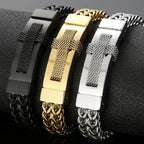 Christian Cross Bracelet for Man Gold Color Stainless Steel Men's Wrist Bracelets On Hand Man Jewellery Accessories