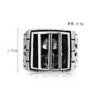 Gothic Prison Ghost Skull Ring for Men — Statement Band