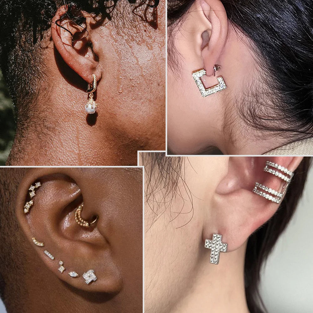 Iced Out Stud Earrings — Gold