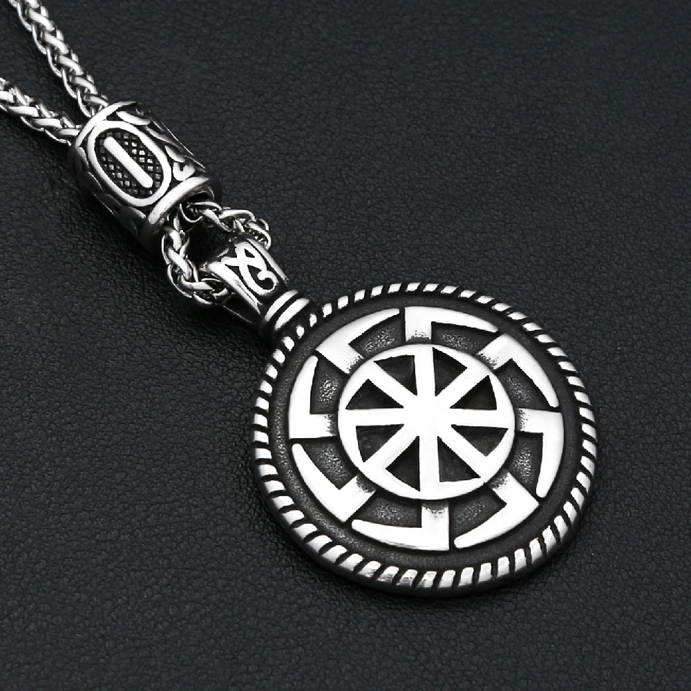 Nordic Steel Pendant Slavic Kolovrat 316L Vintage
