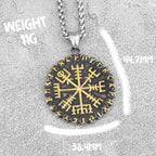 316L Stainless Steel Viking Odin's Symbol of Norse Runic Pendant Necklace Viking Rune Vegvisir Compass Amulet Pendants