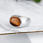 Fashion Men's Stainless Steel Ring Punk Retro Style Eye Decoration Brown Ring Classic Trendy Party Jewelry