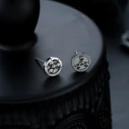 Mini Gear Wheel Round Engraved Stainless Steel Stud Earrings Steampunk Mechanical Vintage Ear Piercing for Guys