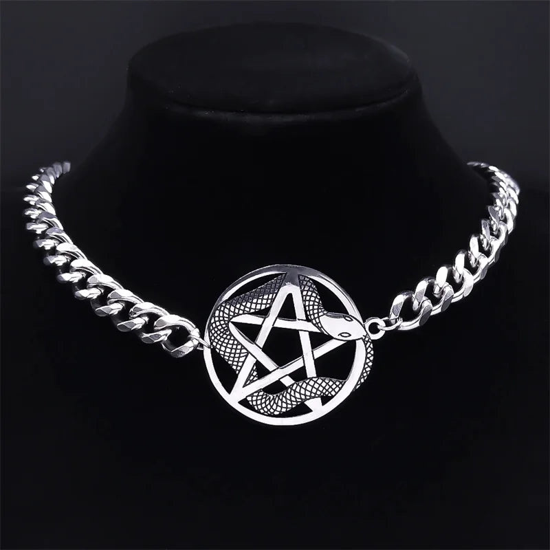 Star Snake Steel Pendant Gothic Witchcraft Satan