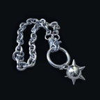 Gothic Spiked Mace Pendant Choker Necklace — Silver-Tone