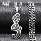 Piano Note Silver Pendant Necklace — Stainless Steel