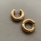 Chunky Smooth Round Hoop Earrings 20mm — Stainless Steel