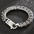 Retro Casting Stainless Steel Man Bracelet Matte Old Silver Color 12MM Curb Link Chain Men's Bracelets Bangles Wrist