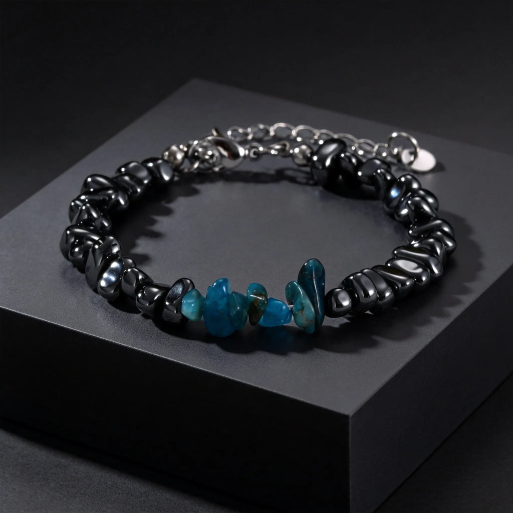Irregular Black Stone Bracelet for Men — Stainless Steel