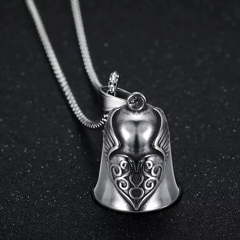 Norse Gods Odin Celtic Knot Motorcycle Bell Necklace Men's Punk Riding Rock Lucky Exorcism Amulet Jewelry