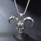 Horned Skull Pendant Necklace for Men — Zinc Alloy
