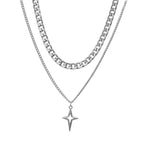 Personalized Punk Cross Star Chain Double Layer Necklace For Men Women Y2K Fashion Trend Rock Party Grunge EMO