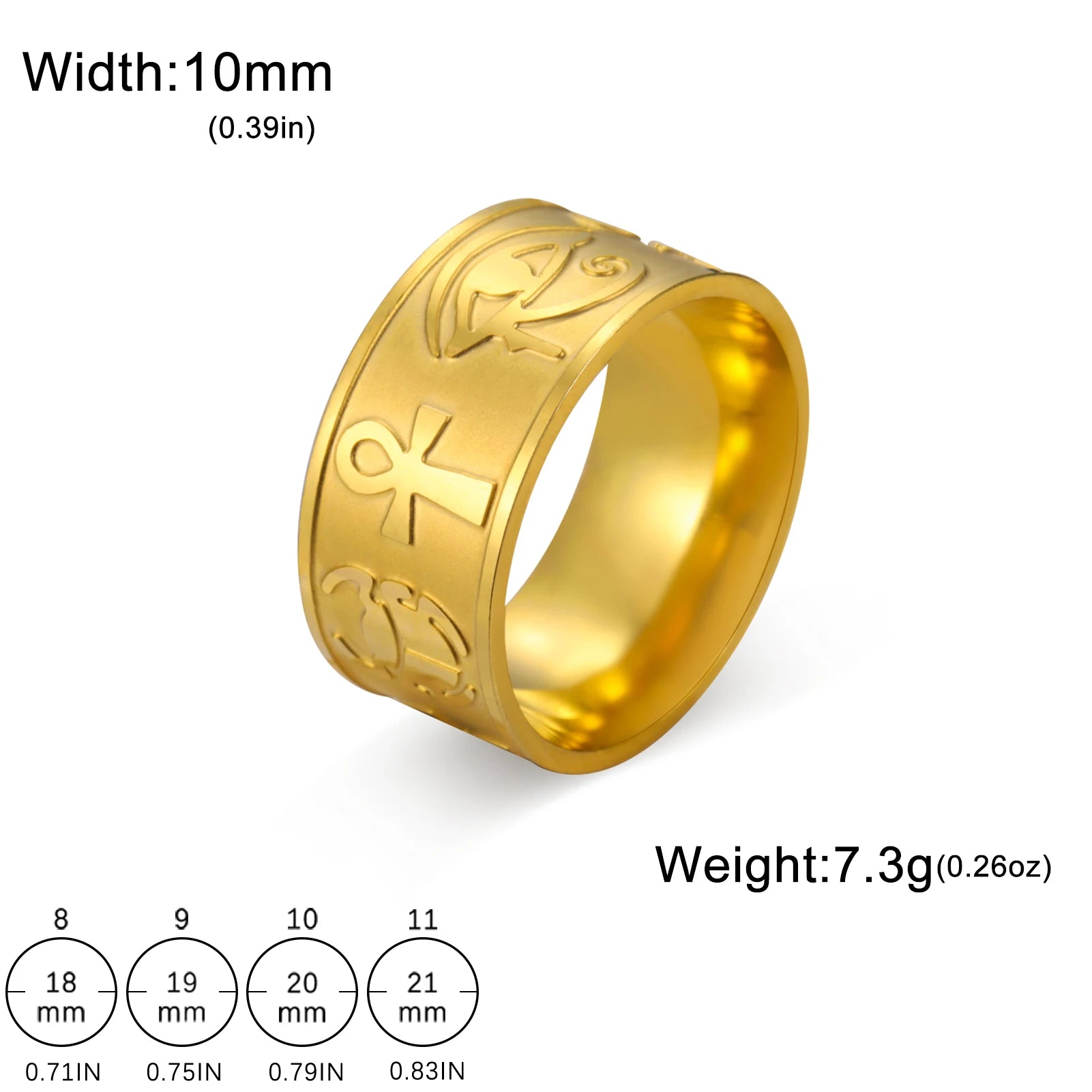 Eye of Horus Ankh Cross Ring — Stainless Steel