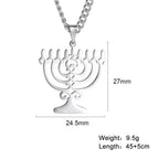 Dawapara Star of David Menorah Necklace Jewish Hanukkah Gift Blessing Protection Amulet Stainless Steel Jewelry