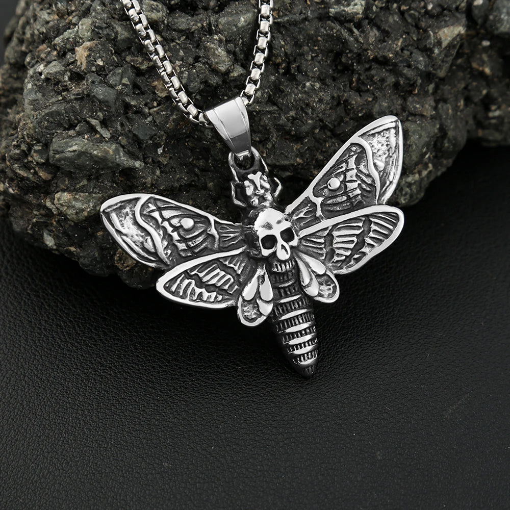 Skull Moth Pendant — Stainless Steel
