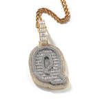 UWIN Customized Initials Baguettecz Pendant Necklaces Iced Out 2 Tone Letters Charms for Men Fashion Jewelry