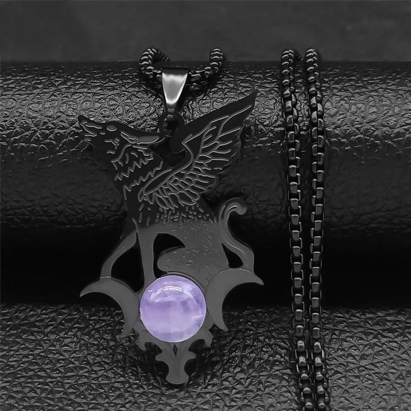 Viking Dragon Stainless Steel Pendant Necklace