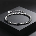 Fashion Simple Black Zircon Charm Bracelet for Men, Adjustable Waterproof Stainless Steel Chain Bracelets, Punk Stylish