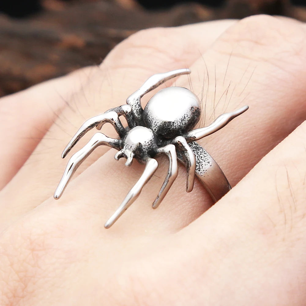 Spider Steel Ring Vintage Punk 316L Gothic Biker