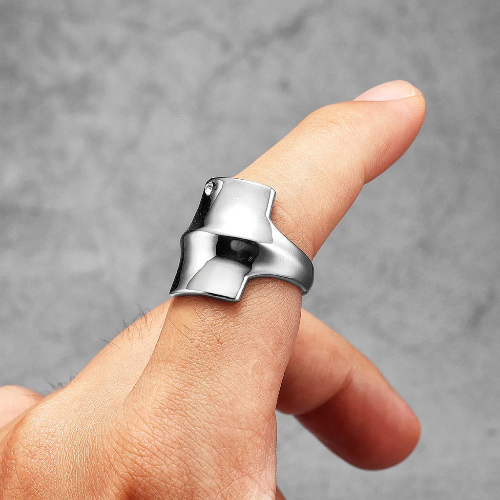 Shield Gemstone Ring — Stainless Steel