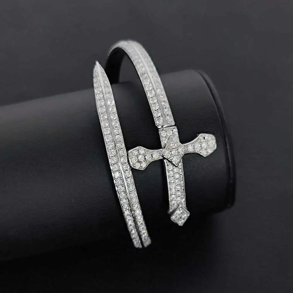 Iced Out Sword Bracelet Gold 18K