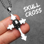 Simple Skull Cross Pendant Necklace — Stainless Steel