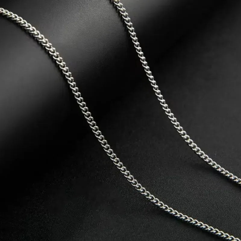 2mm Men's Cuban Chain Necklace Simple 925 Sterling Silver Necklace Fashion Titanium Steel Jewelry Trend Party