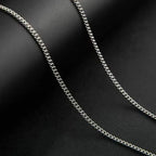 2mm Men's Cuban Chain Necklace Simple 925 Sterling Silver Necklace Fashion Titanium Steel Jewelry Trend Party