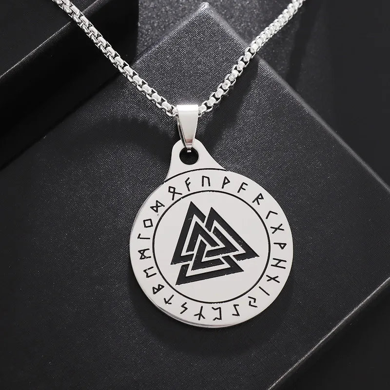 Vegvisir Nordic Rune Compass Pendant Necklace — Zinc Alloy