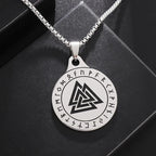 Vintage Scandinavian Pendant Necklace Stainless Steel Nordic Compass Valknut Rune Jewelry Men Women Fine Jewelry
