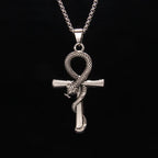 Cross Snake Steel Pendant