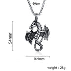 Stainless Steel Dragon Pendant Necklace Statement