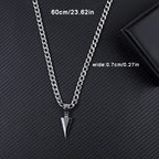 Cuban Chain Arrow Pendant Necklace for Men Stainless Steel Long Chains Hip Hop Punk Spearhead Charm Man's Neck Jewelry Accessory