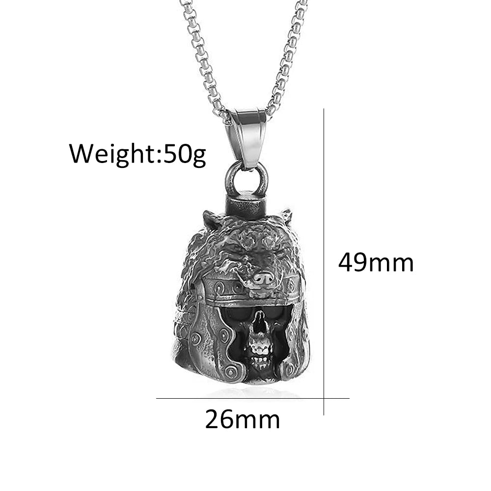 Viking Wolf Bell Pendant — Stainless Steel