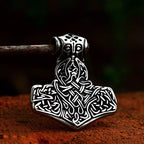 BEIER thor's hammer mjolnir pendant necklace viking scandinavian norse viking necklace with stainless steel chain