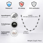Hematite Pearl Bead Necklace — Stainless