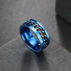Anxiety Fidget Rings For Men Spining Titanium Stainless Steel Colorfully Spinner Rotatable Chain Jewelry Rotating Rings