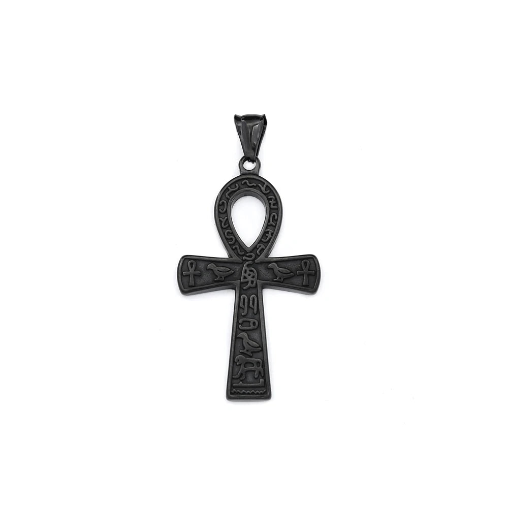 Vintage Fashion Ancient Egyptian Ankh Cross Pendant Necklace For Men Women Stainless Steel Amulet Jewelry Gifts
