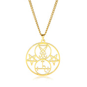 EUEAVAN Sigil of Lucifer Lilith Double Seal Pendant Necklace Church Satan Demon Satanic Stainless Steel Pentagram Amulet Jewelry